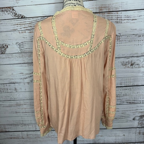 Sundance blouse pale pink xsmall eyelet lace button down Dressy peplum blouse - Picture 6 of 8